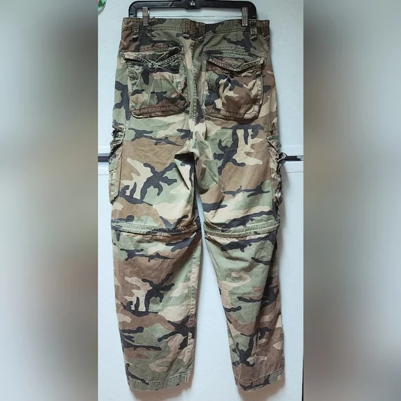 No Boundaries Men's Vintage Camo Cargo Zip Off Option Pants Pockets Sz 34" X 32" - Picture 6 of 12